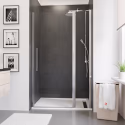 Description générale La porte de douche pivotante sur paroi fixe est un choix classique et pratique pour votre salle de bains ...