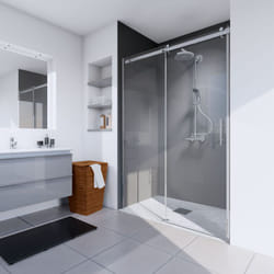 Porte de douche coulissante, verre 6 mm, profilé aspect chromé, NewStyle Urban Schulte profilé mural à clipser, 120 x 200 cm