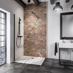 Paroi de douche à l'italienne, profilé noir, paroi fixe Walk In NewStyle Schulte verre transparent anticalcaire 6mm, 120 x 190 cm