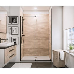 Schulte porte de douche coulissante 140x200 cm en niche anticalcaire verre 6 mm transparent style industriel noir