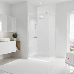 Panneau mural Blanc structuré, revêtement pour douche et salle de bain, DécoDesign décor Schulte 100 x 255 cm