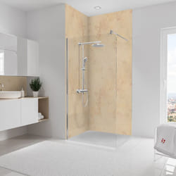 Panneau mural Lot de 2 panneaux muraux 100 x 255 cm Travertin, revêtement pour douche et salle de bain, DécoDesign DÉCOR, Schulte