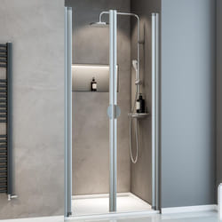 Porte de douche battante, verre 5 mm transparent, Sunny ExpressPlus Schulte profilé alu-nature, 90 x 180 cm