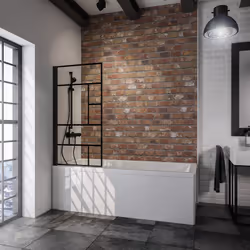 Description générale Le pare-douche rabattable en verre de 5 mm avec un profilé noir et un décor industriel est l'élément ess ...
