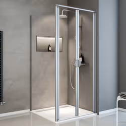 Description générale Les portes de douche battantes avec paroi de retour fixe sont idéales pour optimiser l'espace dans les p ...