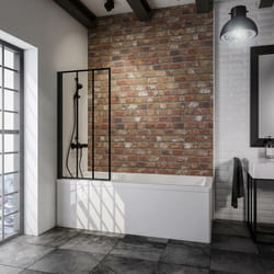 Pare-baignoire pliant, 70 x 130 cm, 1 volet Capri, pivotant Schulte Verre 5 mm décor sérigraphié atelier 4, profilé noir