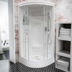 Schulte - Cabine de douche intégrale 90 x 90 x 218 cm arrondie, cabine de douche complète, coloris blanc, Helgoland iii