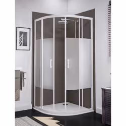 Description générale La cabine de douche avec accès d'angle arrondi et portes coulissantes est parfaite pour les petites sall ...