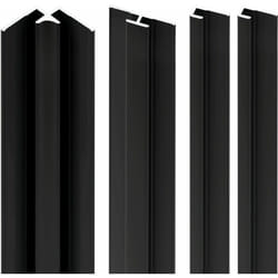 Lot de 2 profilés de finition + 1 profilé d'angle + 1 profilé d'extension pour panneau mural de douche, DécoDesign Schulte Noir, 255 cm