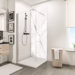 Panneau mural 100 x 210 cm Marbre de carrare brillant, revêtement pour douche et salle de bain, DécoDesign brio Schulte
