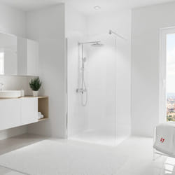 Panneau mural Blanc brillant, revêtement pour douche et salle de bain, DécoDesign brio Schulte 100 x 255 cm