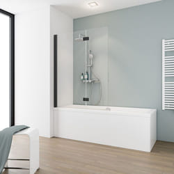 Pare-baignoire pliant 104 x 130 cm, verre 5 mm, paroi de baignoire 2 volets, écran de baignoire pivotant, Komfort Schulte profilé noir