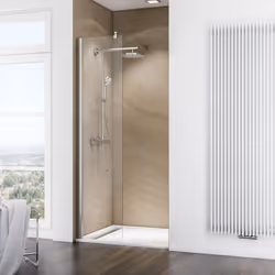Pare-douche à l'italienne PMR Walk In, Profilé aspect chromé, verre anticalcaire Une paroi de douche à l'italienne PMR est id ...