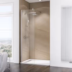 Pare-douche à l'italienne PMR Walk In, Profilé aspect chromé, verre anticalcaire Une paroi de douche à l'italienne PMR est id ...