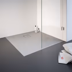 Bac de douche de plain-pied en résine minérale, cadre, effet pierre gris Un receveur de douche est une solution idéale pour é ...