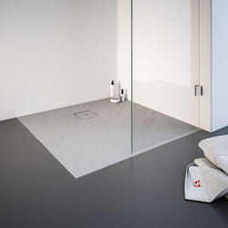 Receveur de douche 90 x 90 cm résine minérale de plain-pied, décor effet Pierre gris Schulte