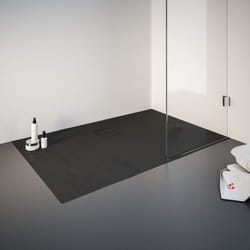Receveur de douche 90 x 140 cm résine minérale de plain-pied, décor effet Pierre anthracite Schulte