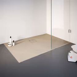 Bac de douche de plain-pied en résine minérale, cadre, effet pierre décor sahara Un receveur de douche est une solution idéal ...