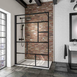 Schulte - Paroi de douche à l'italienne NewStyle Atelier - Profilé noir à clipser - Paroi fixe Walk In style industriel - Verre 6 mm anticalcaire