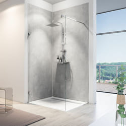 Panneau mural 100 x 210 cm Béton ciré, revêtement pour douche et salle de bain, DécoDesign softtouch Schulte