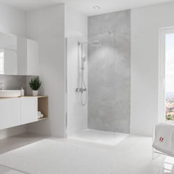 Panneau mural 150 x 255 cm Béton ciré, revêtement pour douche et salle de bain, DécoDesign softtouch Schulte
