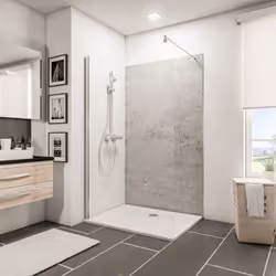 Panneau de revêtement mural, DécoDesign DéCOR, Pierre gris clair Vous souhaitez remplacer votre baignoire par une douche, hab ...