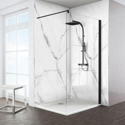 Paroi de douche à l'italienne, Walk In Schulte Espace 8 t, verre 8 mm anticalcaire, profilé noir, 120 x 200 cm