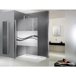 Paroi de douche à l'italienne, verre 6 mm, paroi fixe Walk In Free Schulte décor Liane, 140 x 200 cm, traitement anticalcaire
