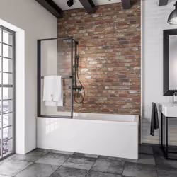 Description générale Le pare-douche à coller d'une largeur de 70 cm et d'une hauteur de 140 cm, en verre transparent avec un ...
