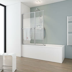 Schulte - Pare-baignoire pliant, sans percer, 109 x 140 cm, écran de baignoire pivotant à coller, paroi de baignoire 2 volets verre 3 mm, profilé alu