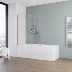 Pare-douche rabattable avec 2 volets, verre transparent, profilé alu argenté Vous êtes fan de bien-être ou plutôt du style pr ...