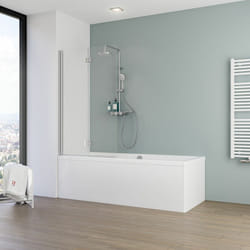 Schulte - Pare-baignoire pliant, verre 5 mm, paroi de baignoire 2 volets, écran de baignoire pivotant 90 x 140 cm, verre transparent, profilé alu