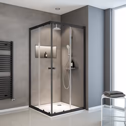 Schulte paroi de douche accès dangle droit 75-90x75-90x180 cm portes de douche coulissantes verre 4 mm transparent noir