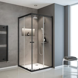 Schulte paroi de douche accès dangle droit 75-90x75-90x180 cm portes de douche coulissantes verre 4 mm transparent noir