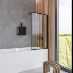 Schulte pare-baignoire 80x140 cm écran de baignoire pliant réversible volet pivotant verre 5 mm décor carré noir