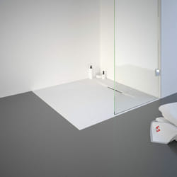 Receveur de douche carré 80 x 80 cm de plain-pied, décor effet Pierre blanche, ultra léger, recoupable Schulte