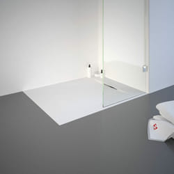 Receveur de douche 80 x 100 cm de plain-pied, décor effet Pierre blanche, ultra léger, recoupable Schulte