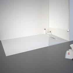 Receveur de douche 80 x 140 cm de plain-pied, décor effet Pierre blanche, ultra léger, recoupable Schulte