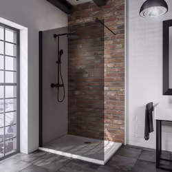 Pare-douche à l'italienne PMR Walk In, Profilé noir Une paroi de douche à l'italienne PMR ou walk in est idéale si vous cherc ...