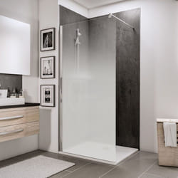 Paroi de douche à l'italienne, profilé aspect chromé, paroi fixe Walk In, NewStyle Schulte verre brume, 100 x 200 cm