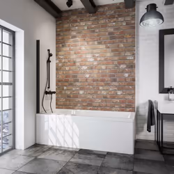 Description générale Un pare-douche rabattable en verre anticalcaire de 5 mm avec un profilé noir, parfait pour ceux qui appr ...