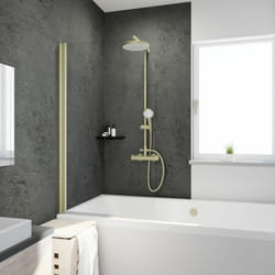 Pare-baignoire pliant, 80 x 140 cm, 1 volet Capri, pivotant Schulte, Verre 5 mm, profilé or mat, avec anticalcaire