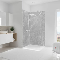 Panneau mural Marbre gris profond, revêtement pour douche et salle de bain, DécoDesign softtouch Schulte Lot de 2 panneaux muraux 100 x 210 cm