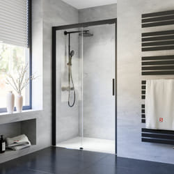 Porte de douche coulissante, verre 8 mm anticalcaire, profilé noir, Impériale 8 Schulte softclose, 100 x 200 cm