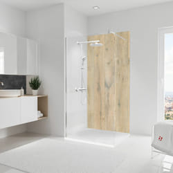 Panneau mural Chêne vieilli ciré, revêtement pour douche et salle de bain, DécoDesign décor Schulte 100 x 210 cm