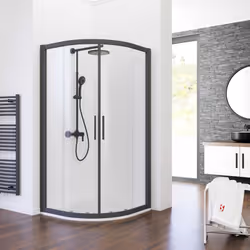 Cabine de douche avec accès d'angle arrondi avec portes de douche coulissantes Décliné en version arrondie, cet accès d'angle ...