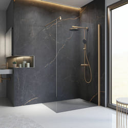 Paroi de douche à l'italienne, profilé cuivré, paroi fixe Walk In, verre 6 mm anticalcaire, 100 x 200 cm