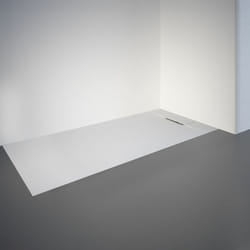 Receveur de douche 70 x 170 cm de plain-pied, décor effet Pierre blanche, ultra léger, recoupable, Schulte