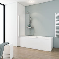 Pare-baignoire pliant, verre 5 mm, paroi de baignoire 1 volet Capri, écran de baignoire pivotant Schulte Verre transparent, profilé blanc, 60 x 140