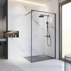 Schulte paroi de douche à litalienne 140x200 cm paroi fixe anticalcaire verre 6 mm réversible transparent profilé noir